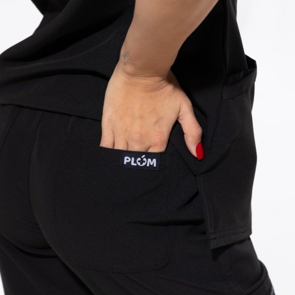 Pantalón médico jogger de mujer Plum negro